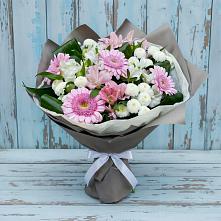 Букет цветов из:  Герберы, Альстромерии и Хризантемы #REPLACE_PRED# Лебяжьем Ленинградской области