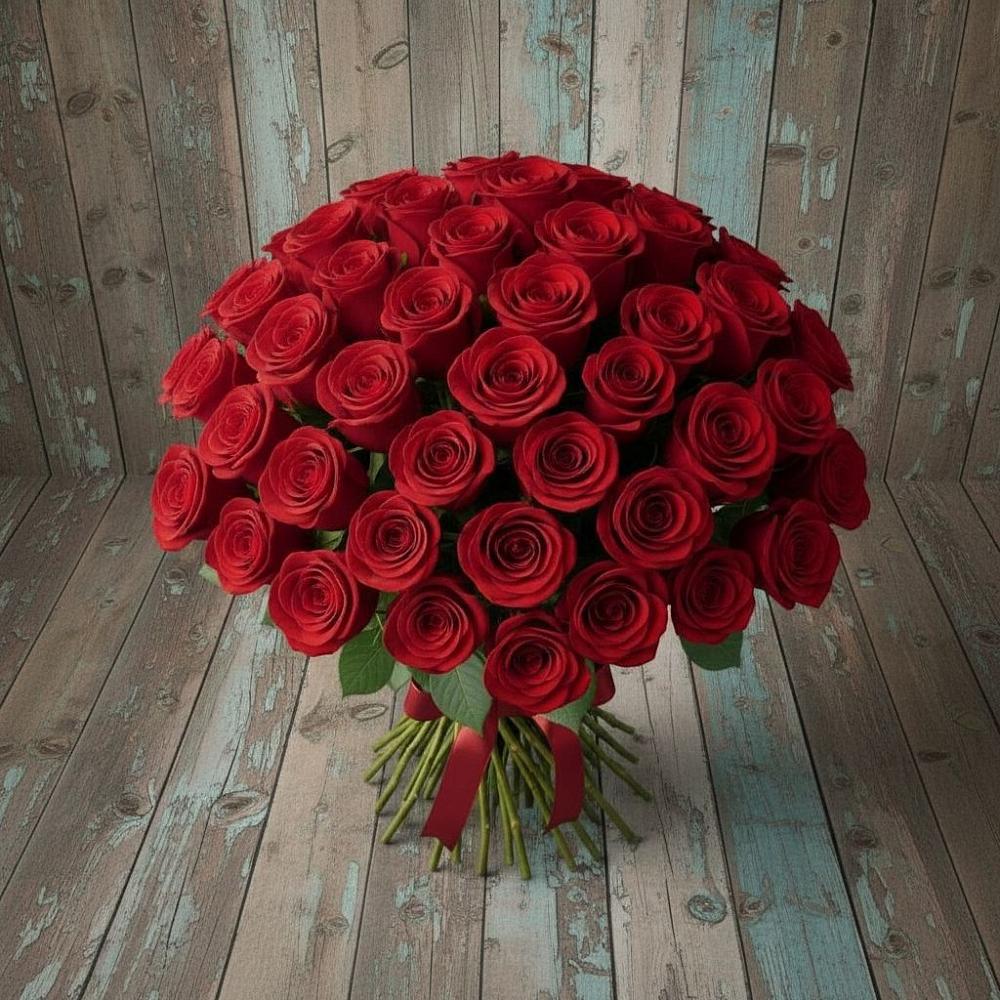 Букет 55 Красных роз Фридом в Лебяжьем Ленинградской области