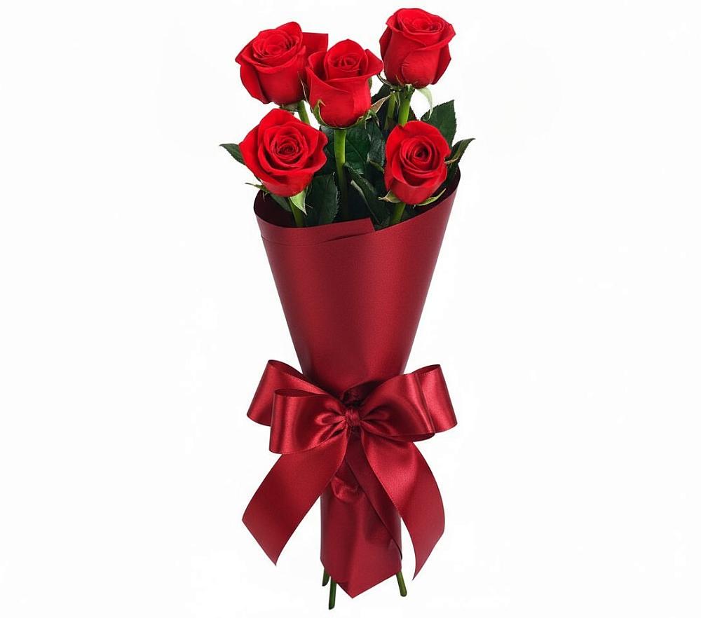Букет 5 Красных роз Эдлесс Лав в Лебяжьем Ленинградской области