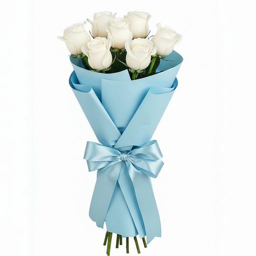 Букет 7 белых роз Проуд в Лебяжьем Ленинградской области