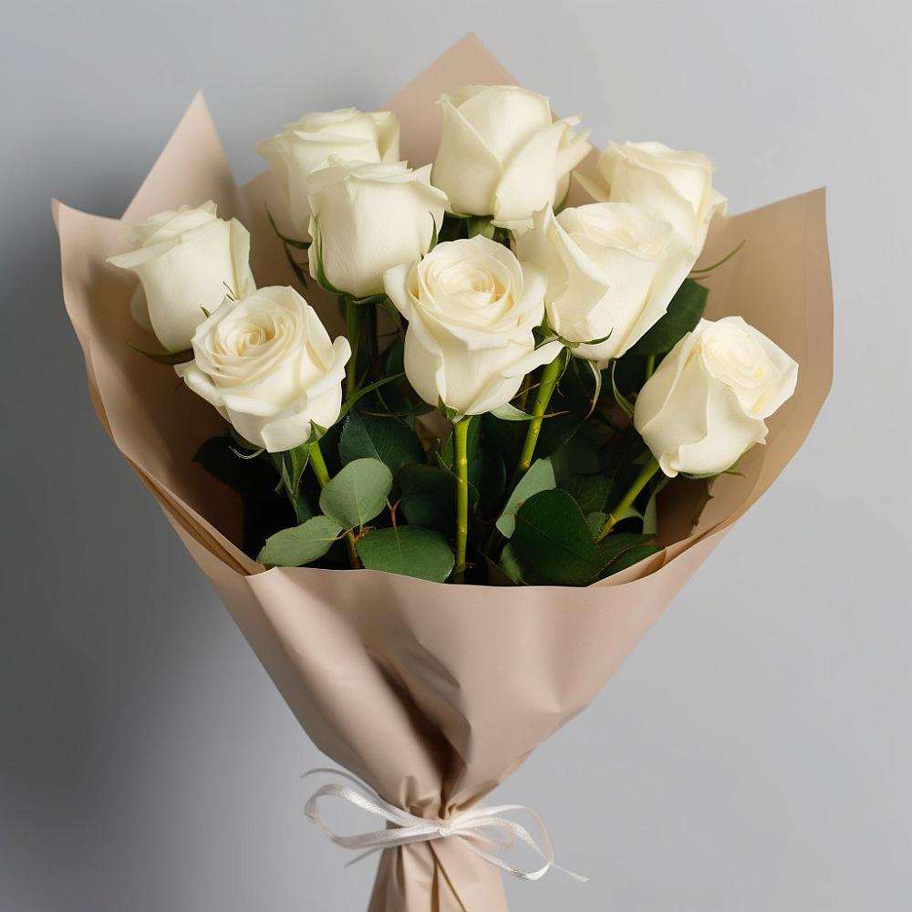 Букет 9 Белых роз Эдлесс Лав в Лебяжьем Ленинградской области