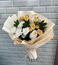 Букет цветов из:  Розы и Хризантемы в Лебяжьем Ленинградской области