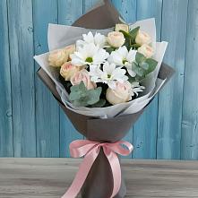 Букет цветов из:  Хризантемы и Розы #REPLACE_PRED# Лебяжьем Ленинградской области