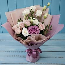 Букет цветов из:  Розы и Лизиантусы в Лебяжьем Ленинградской области