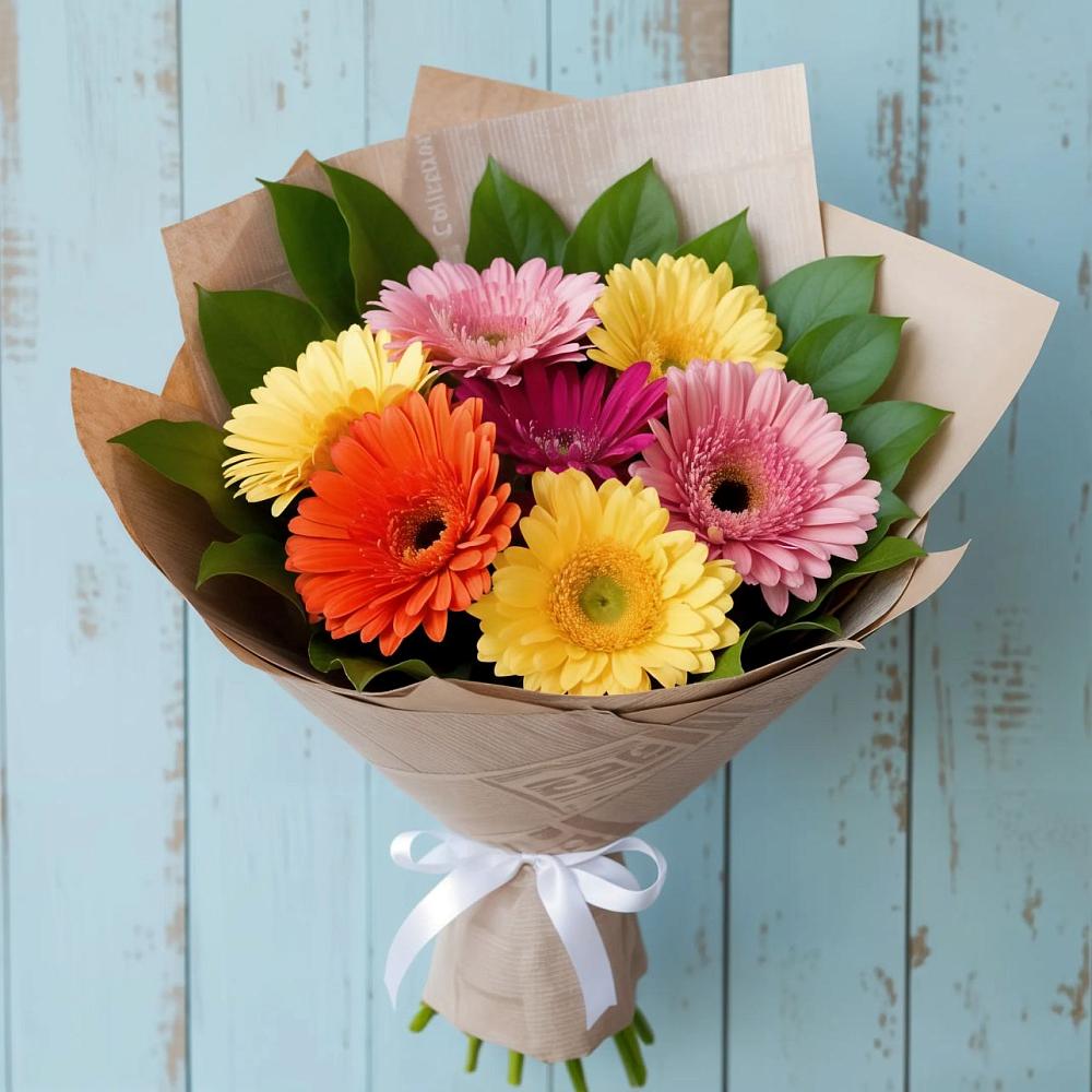 Букет цветов из: Герберы в Лебяжьем Ленинградской области