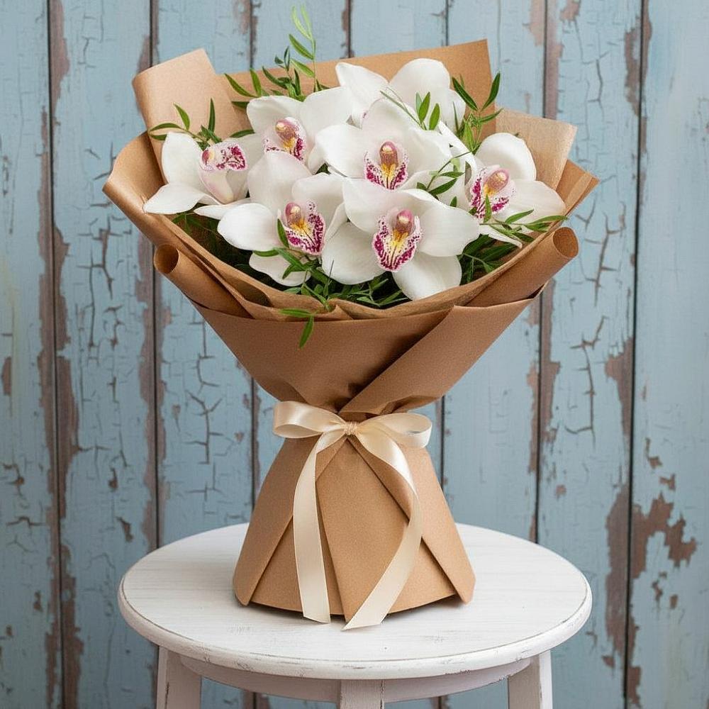 Букет цветов из: Орхидеи и Розы в Лебяжьем Ленинградской области