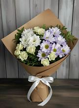 Букет цветов из:  Хризантемы и Розы в Лебяжьем Ленинградской области
