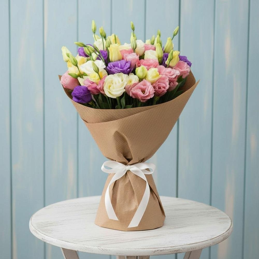 Букет цветов из: Лизиантусы в Лебяжьем Ленинградской области