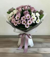 Букет цветов из:  Хризантемы и Розы в Лебяжьем Ленинградской области