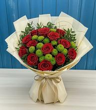 Букет цветов из:  Розы и Хризантемы в Лебяжьем Ленинградской области