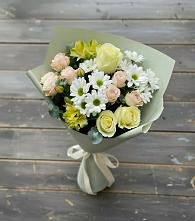 Букет цветов из:  Альстромерии, Розы и Хризантемы #REPLACE_PRED# Лебяжьем Ленинградской области