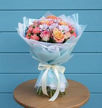 Букет цветов из:  Хризантемы и Розы в Лебяжьем Ленинградской области