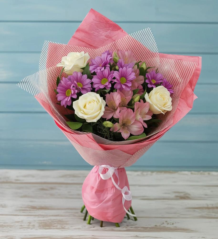 Букет цветов из: Герберы в Лебяжьем Ленинградской области