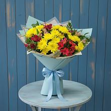 Букет цветов из:  Альстромерии и Хризантемы в Лебяжьем Ленинградской области