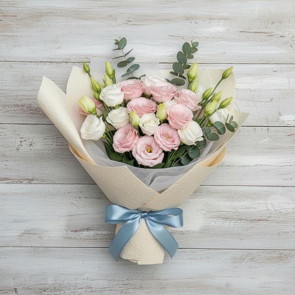 Букет цветов из: Лизиантусы в Лебяжьем Ленинградской области